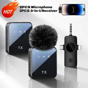 Wireless lapel microphone high-end square, stereo radio, Audio Noise, easy to operate and easy to use for smart phone live or outdoor Vlog