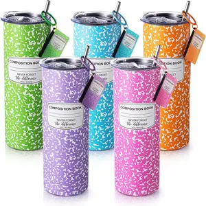5 Set Teacher Appreciation Gifts 20 oz Composition Book Stainless Cup Composition Keychains Teacher Appreciation Week Gifts Birthday End of Year Graduation (Multicolor)