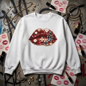 Jeweled Lips Crewneck Sweatshirt