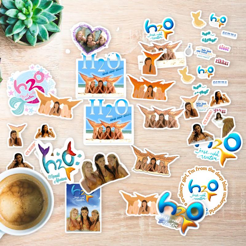 Stickers Pack 20 Pcs H2o Guitar Water Aesthetic Just Bumper Add Bottle Laptop Water Colorful Skateboard Car Vinyl Luggage Bike Waterproof