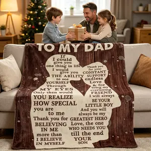 Premium Soft Flannel Throw Blanket, Father Son Bed Blanket, Unique Fathers Day Gift for Dad, Warm Cozy All Season Bed Blanket, Stylish Home Decor Travel Nap Blanket, Special Sentimental Gift for Father & Family