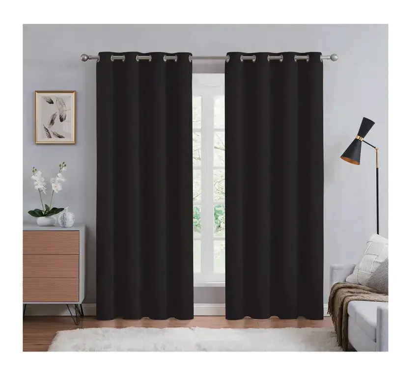 Rama Solid Color Blackout Grommet Curtain Panel | Energy Efficient, Noise Reducing & Light Blocking