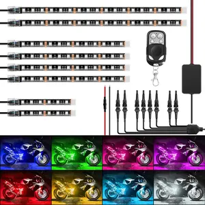 Nilight 8PCS Motorcycle RGB Led Light Kit Waterproof Multi-Color Atmosphere Lights Lamp with 4Key RF Wireless Remote for Harley Davidson Honda Kawasaki Suzuki Vehicle  dealsforyoudays