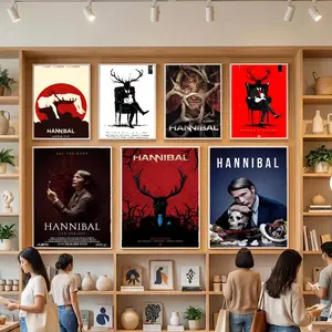 TV Show Art H-HannibalS Poster HD Heavy-Duty Self-Stick Waterproof Wall Decor Tool-free durable Conceals wall flaws elevates style for living rooms bathrooms & kitchens