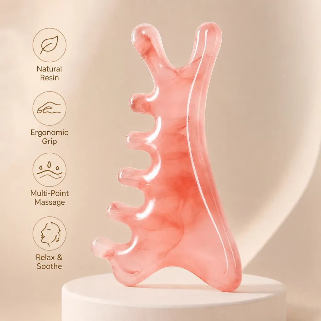 1 Count Resin Massage Comb, Smooth Rounded Tooth Design Multifunctional Tool for Scalp, Face, Neck and Body Acupoint Massage