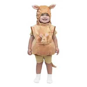 Kangaroo Baby Costume - Soft Plush Baby Romper with Attached Hood & Joey Pouch - Cute & Comfy for Easter, Pretend Play Fun, Fantasy Theme Party & Cosplay
