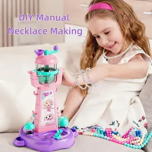 Children's DIY Bead Machine, Hand-Crank Weaving Machine, Creative Pretend Play Weaving Toy, Christmas and Birthday Gift