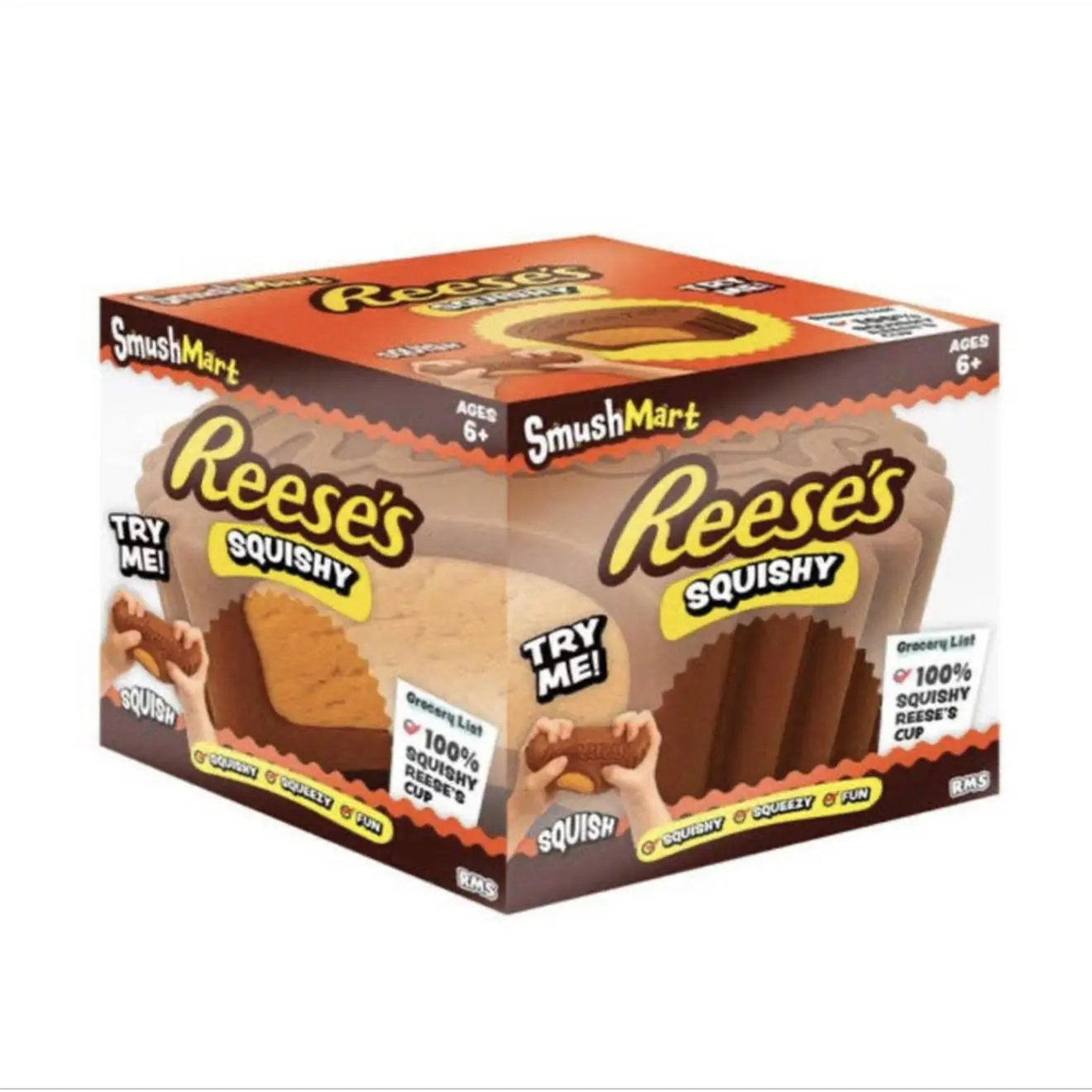 SmushMart Reese’s Jumbo Peanut Butter Cup Squishy Toy - Soft Material Food Theme Kids Squishy Stress Relief Fidget Toy for Ages 6+, Stocking Stuffers Gift, Quirky Oddities Gifts