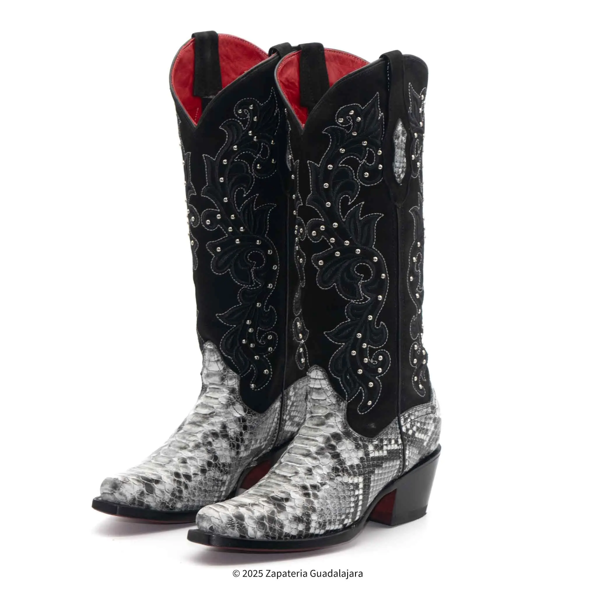 Snip Toe Python Print Natural Leather Boot-4065 Snip Toe Python Print Natural Leather Boot-4065