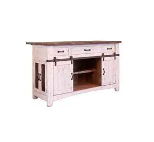 Greenview Kitchen Island - Distressed White