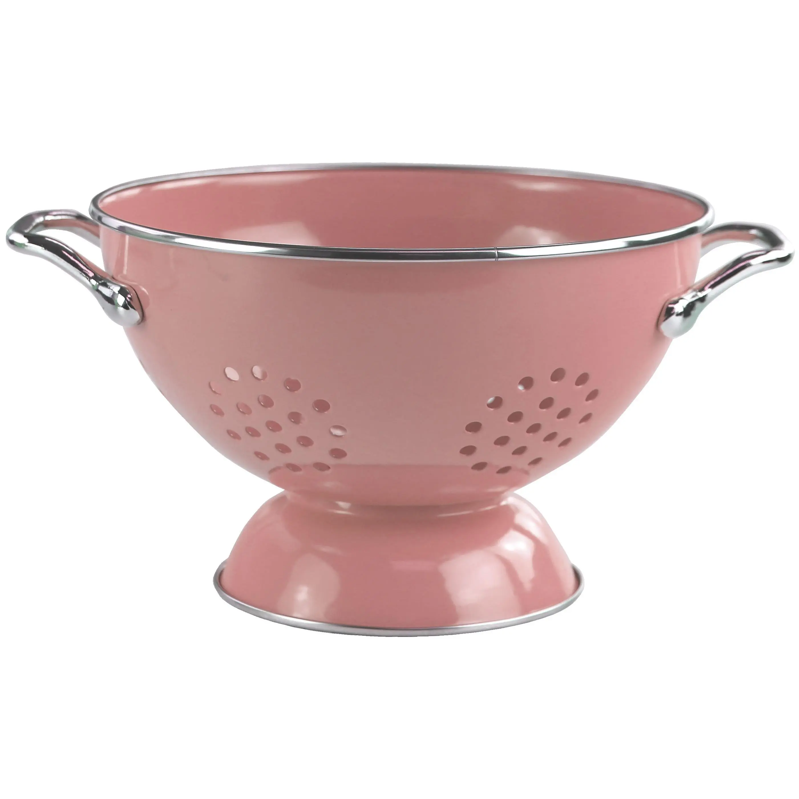 212 MAIN Perforated Food Colander - 1.5 qt Powder Coated Stainless Steel Pink Kitchen Strainer Utensils, Food Colander Kitchenware for Straining Fruit