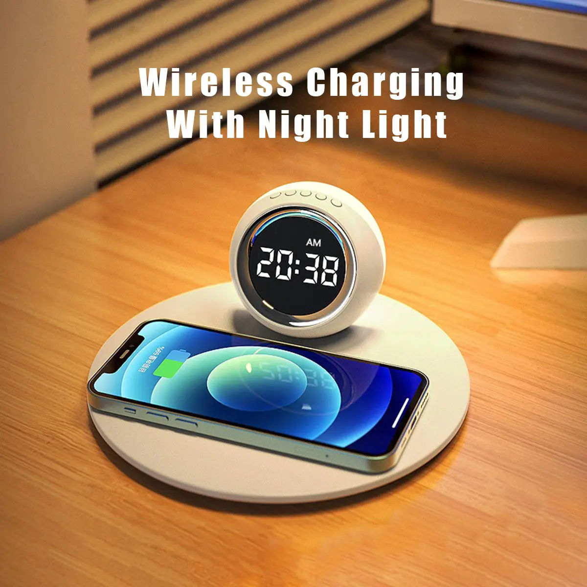 15W Fast Wireless Charging Alarm Clock with Touch Night Light | High 75% Conversion Efficiency | LED Digital Alarm with Snooze | 3-Color Dimmable Soft Light | for Bedroom Nightstand Home Office Compatible with All Qi#SummerWins#BackToSchoolDeal