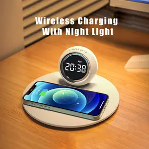 15W Fast Wireless Charging Alarm Clock with Touch Night Light | High 75% Conversion Efficiency | LED Digital Alarm with Snooze | 3-Color Dimmable Soft Light | for Bedroom Nightstand Home Office Compatible with All Qi#SummerWins#Fathersdaygift