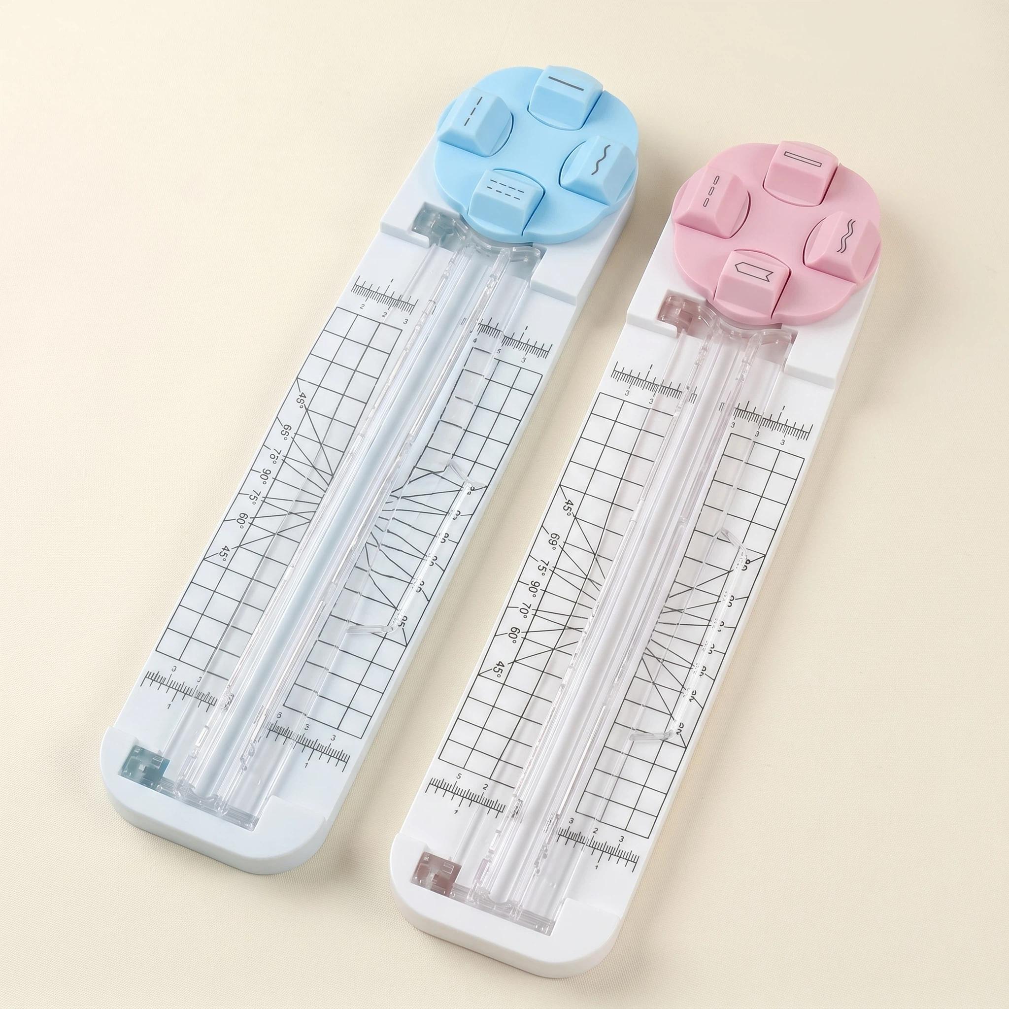 4-in-1 Multi-Pattern Rotary Paper Cutter, Multipurpose Trimmer with 4 Cutting Styles for Home Office, Crafting & School, Straight/Wavy/Perforated/Fold, Anti-Drift Clamp & Measurement Base