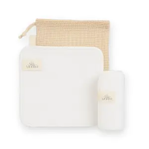 [ Skin Mantra ] Let Glow Bamboo + Cotton Reusable Makeup Remover Wipes – 2 Pack with Mesh Wash Bag |  Eco-Friendly & Sustainable, Washable Facial Cloths