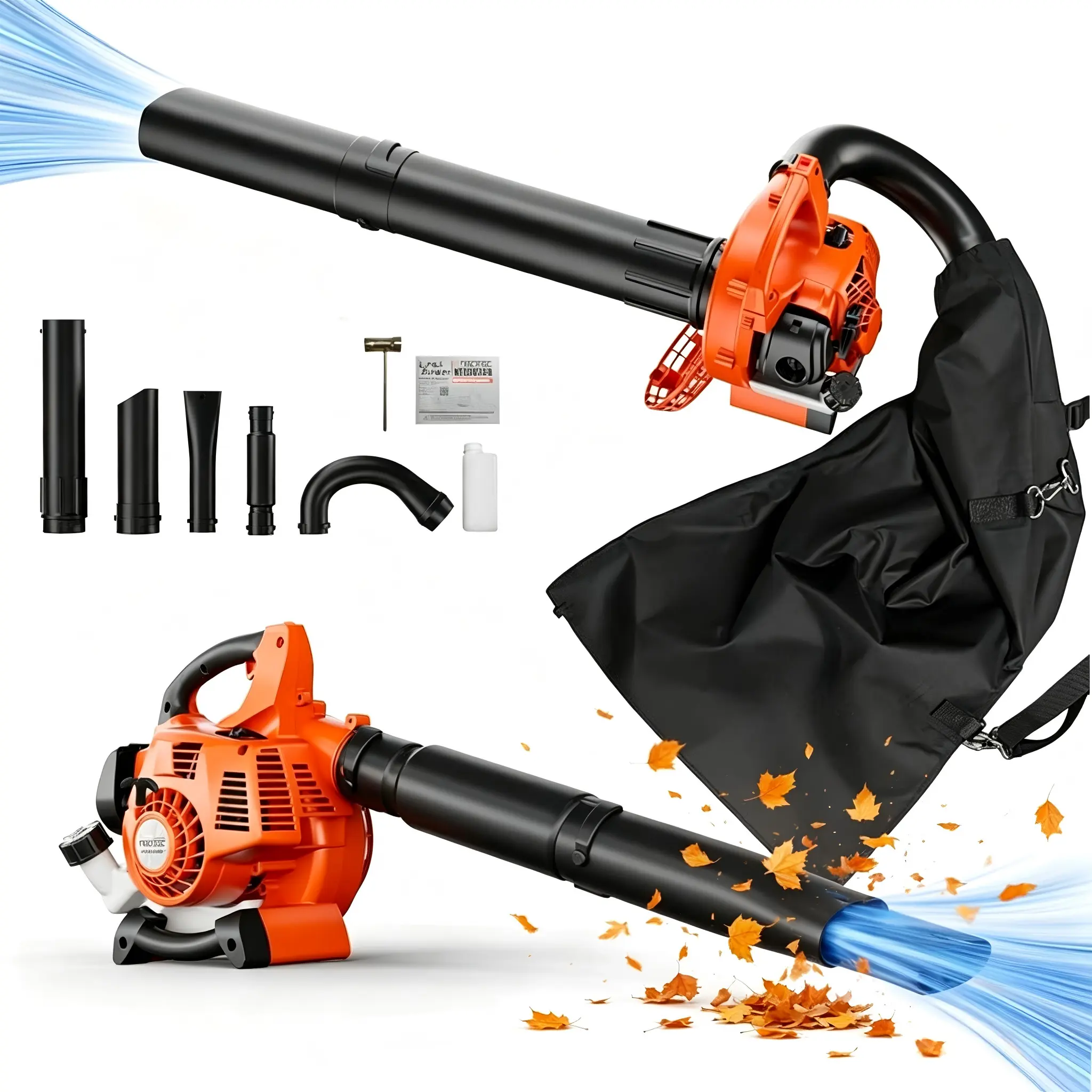 3-in-1 Leaf Vacuum with Bag and Leaf Mulcher,  Leaf Blower – 25.4cc 180 MPH 432 CFM Handheld Blower, 2-Cycle Gas Powered Lightweight Lawn Care