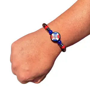Flags Beaded Bracelet - Dominican Republic Haiti Puerto Rico Mexico Adjustable Water-Resistant Colorful Handcrafted Beads Cultural Pride Jewelry 7cm Size
