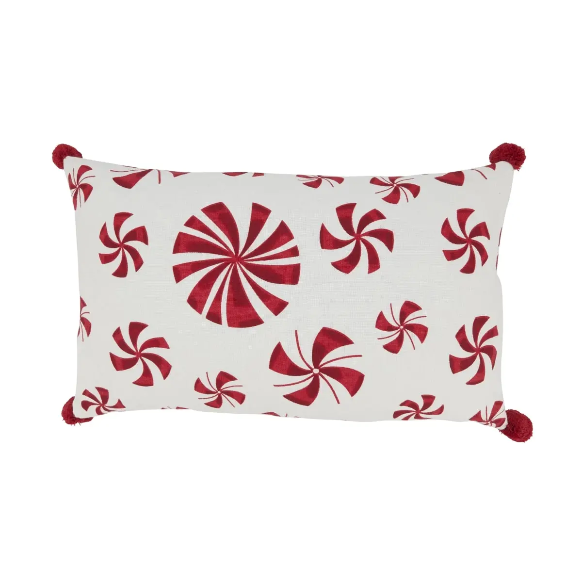 Saro Lifestyle 6153.RW1220BC 12 x 20 in. Rectangle Candy Cane Dreams Peppermints Throw Pillow Cover, Red & White