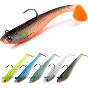 6Pcs Pre-Rigged Paddle Tail Swimbaits, Soft Shadtale Lures with Jig Heads, Vibrating Sinking Lures  Bass, Trout, Walleye, Pike, Muskie, Crappie, Freshwater & Saltwater Jigging Bait