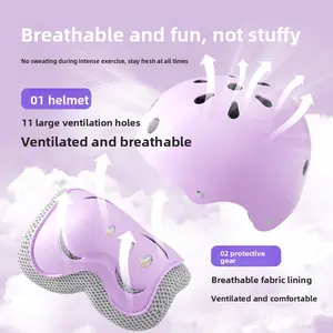 SWAY Children's Protective Gear Outdoor Sports Roller Skates Cycling 2-15 Years Old Anti-Fall Hip Protection Safety Helmet Set with 11 Ventilation Holes