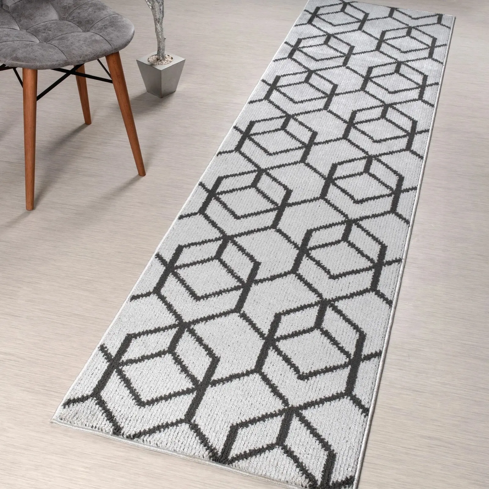 Custom Cut Carpet Runner Rug, Non Skid, 26 Wide X Your Choice of Length, Silver