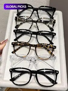 6 Pairs Modern Minimalist Square Frame Eyeglasses, Fashionable Eyeglasses, Unisex Non-Prescription Glasses for Daily Life, Office, Street Photography