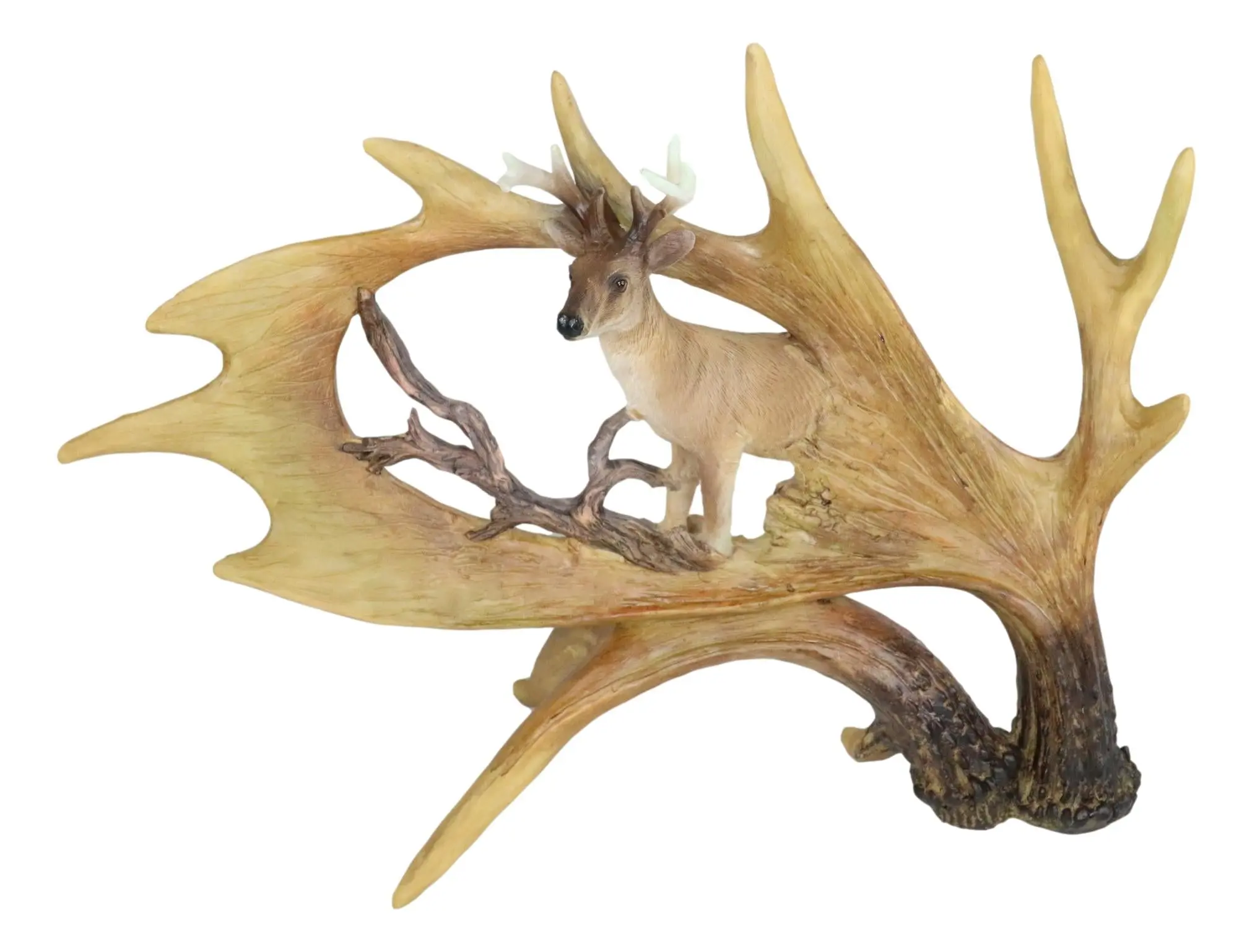 Rustic Western Emperor Moose Antlers With Buck Deer Stag Faux Wood ...