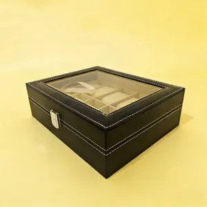 Luxury Watch Box Jewelry Organizer with 10 Slots, Removable Trays, Perfect Gift for Men, Watch Collectors, Dad, Husband
