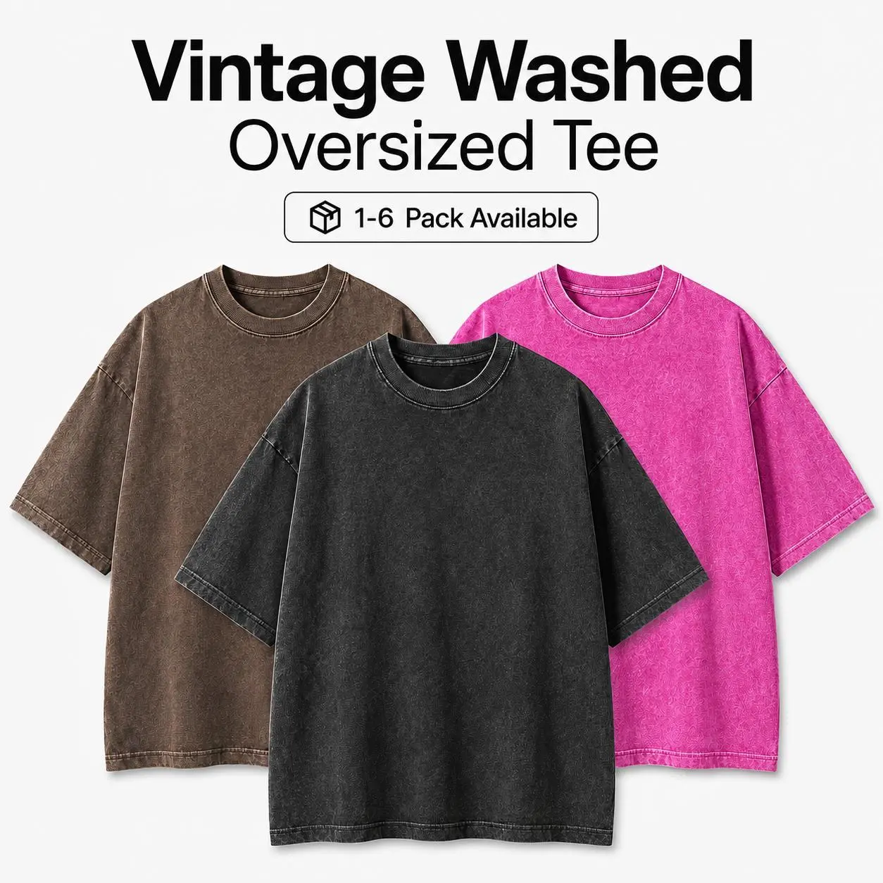 3 Pack Men's Acid Wash Oversized T Shirts, Loose Fit Short Sleeve Streetwear Tops, Vintage Retro Casual Tees, Cotton Summer Shirts, Baggy Everyday Fashion Tops, Y2K Washed Style Clothing