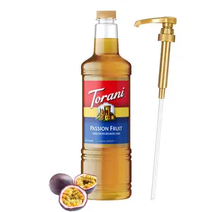 Torani Passion Fruit Syrup 1 Liter Bottle with Pump - Juicy Tropical Flavoring for Cocktails, Iced Drinks, Teas & Lemonades, Pure Cane Sugar Syrup, Mess-Free Pump Dispensing for Home & Cafe Creations