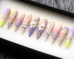 Aura Nails - Easter Day Vibes Press On Nails  Festival Nail Set  Japanese Style Glue On Nails