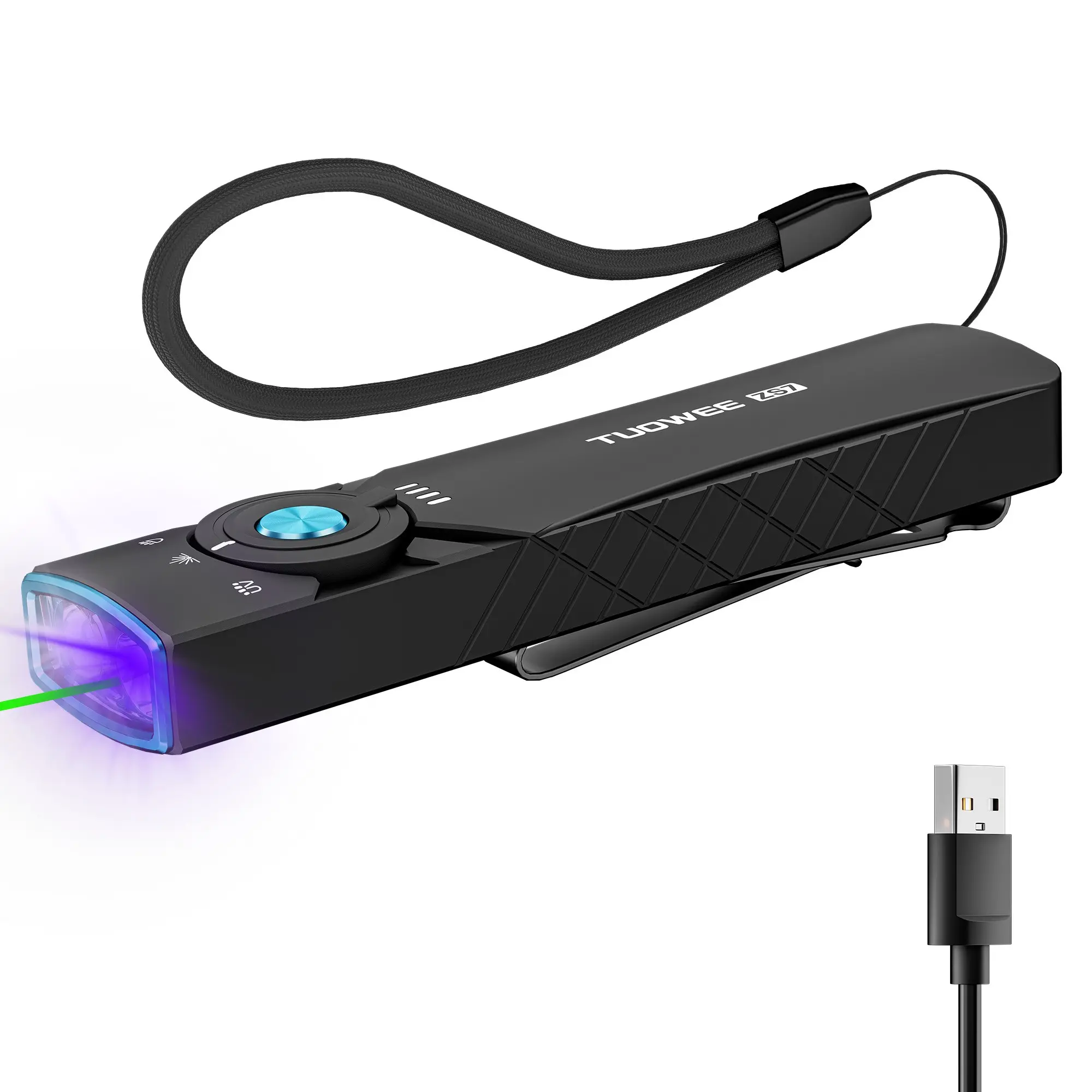 Rechargeable Edc Flashlight 3-In-1, LED, UV, Beam, High Lumens, Flat Pocket Light, Ideal for Home, Work, Emergency, Gift for Men, Usb Rechargeable Flashlight, Handheld Led Flashlights
