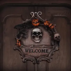 3D Halloween Welcome Door Sign – Spooky Decorative Front Door Sign for Bedroom, Office, Porch, or Tree