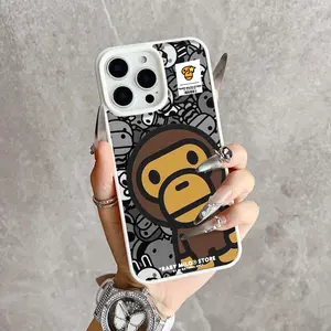 Magnetic Street Cartoon Monkey Phone Case, Supports Wireless Charging, For iPhone 17 16 Pro Max Plus 15 14 13 12 11, Non-Yellowing Shockproof Clear Slim Soft Protective Cover