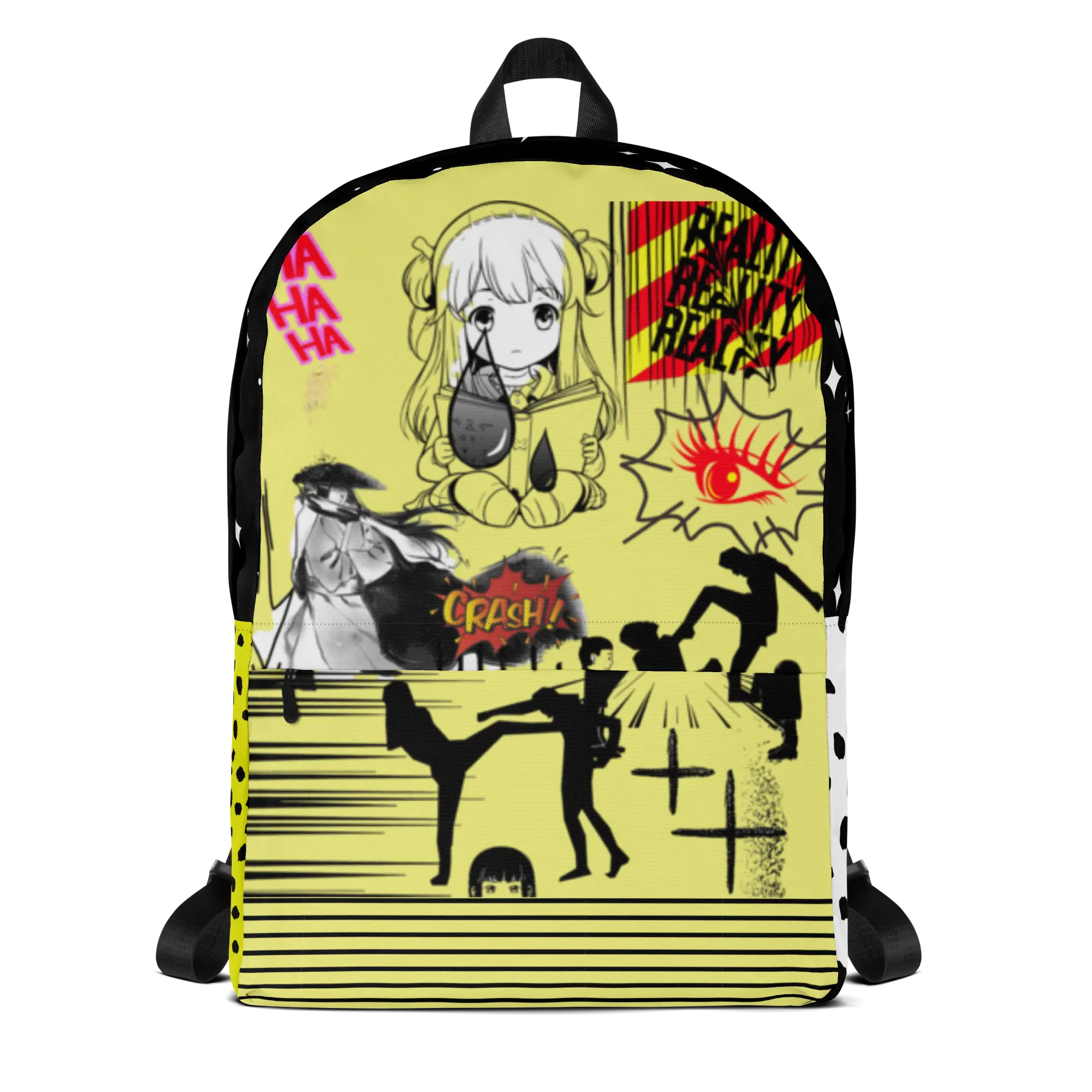 Anime Style Backpack with Vibrant Yellow Design and Unique Artwork for Fans of Japanese Culture and Fashion