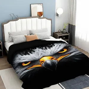 Temu Background Hawk Eye Flannel Blanket, Digital Print High Definition Realistic Design, Soft Skin-Friendly Touch for Home Decor