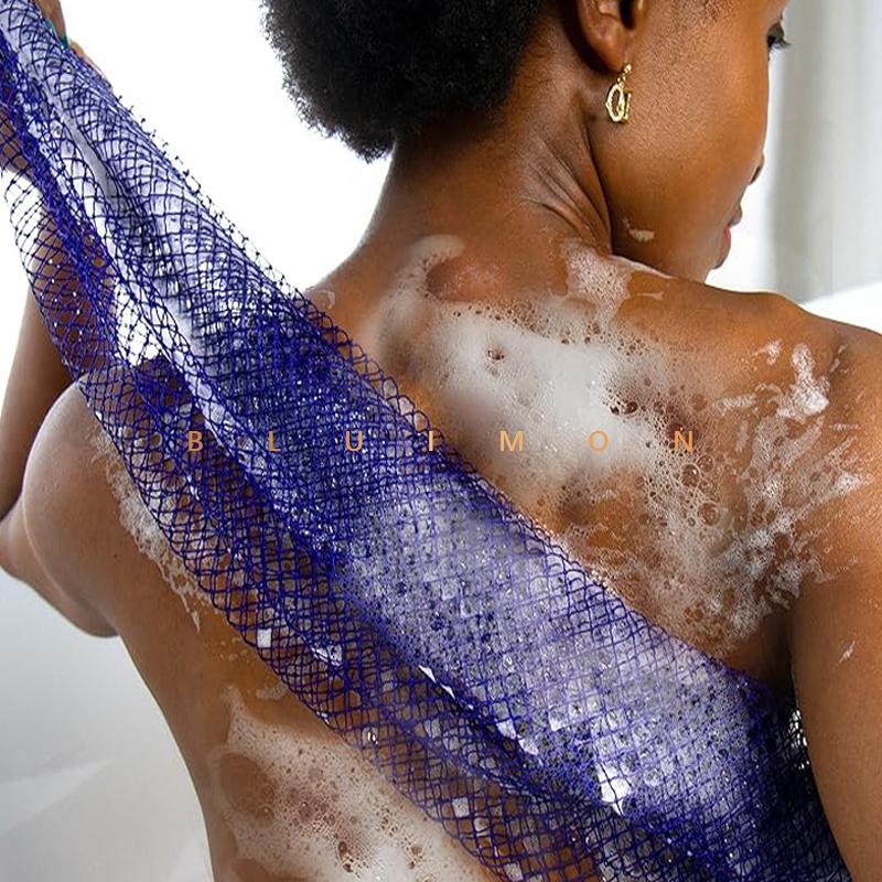 BLUIMON African Exfoliating Net Sponge 45" Length Sustainable Bath Sponge for Smooth Skin Ethically Sourced from Nigeria Green Cleaning Tool