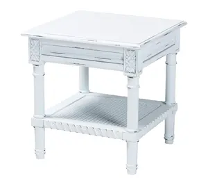 Baxton Studio J eanne Tradition al White Wood E nd Table