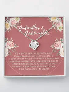 Godmother & Goddaughter Necklace, Goddaughter Gift from Godmother, Jewelry for Godmother and Goddaughter, Wedding, Birthday, Knot Necklacer, Anniversary Gift, Friendship Jewelry, Necklace Jewelry With Meaningful Messages Card & Box