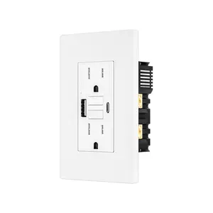 BRILLTECH 15AMP GFCI Outlet with 4.8A/24W Type A & Type C USB Charging Ports, Self-Test, Tamper Resistant, GFCI Receptacle Outlet, Screwless Wall Plate Include, ETL Listed, White