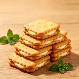 Baked Zesty Lemon Flavor Sandwich Cookies - Tangy, Sweet, Crunchy, Bright Citrusy Ready-to-Eat Snacks