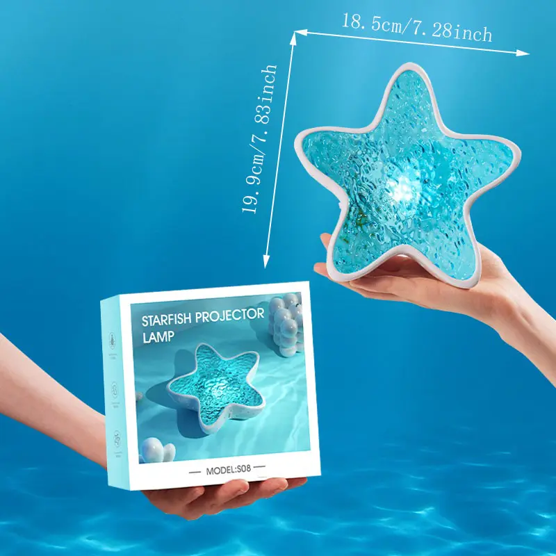 Starfish Projector Lamp, 7-Color Ocean Wave Projector Light