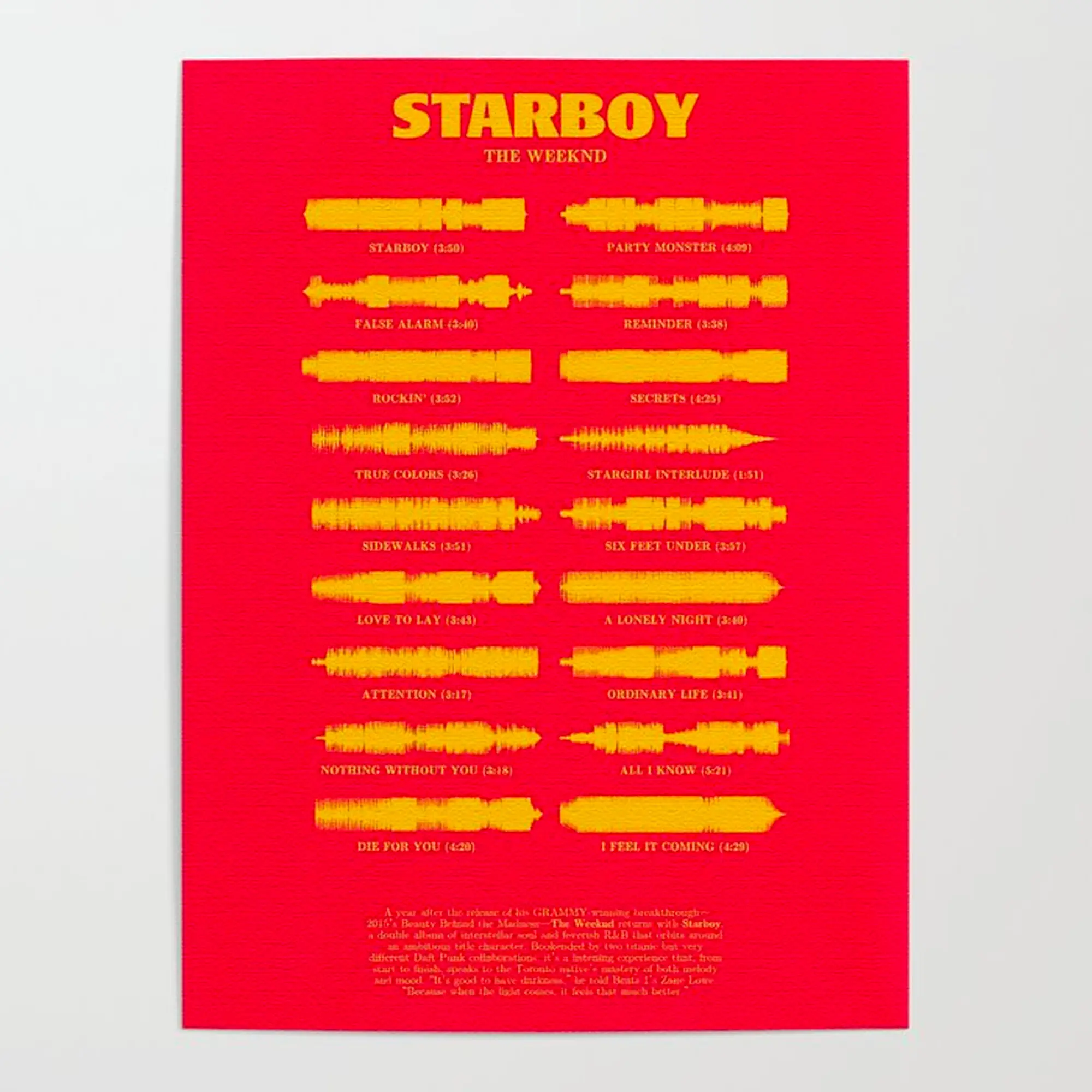 Star.boy Song Poster Unframed,Gift For Fans,Gift For R&B Alternative Pop Music Lovers Poster No Frame Wall Art