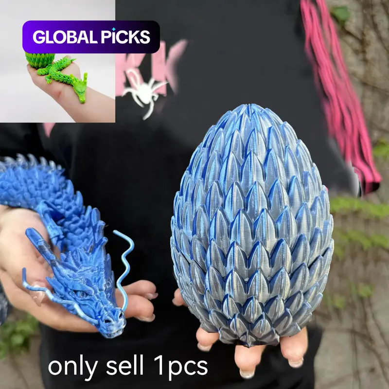 1 Set 3D-Printed Giant Dragon Egg Statues, Figurines Decor, Desktop Home Decorations and Ornaments, Birthday, Halloween & Christmas Gifts #GLOBAL PICKS