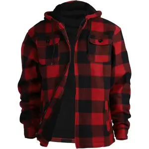 LEEHANTON Men's Longsleeves Flannel Jacket - Heavyweight Sherpa Fleece Heavyweight Coat with Pockets, Soft Warm Outerwear for Outdoor Hiking & Casual Wear