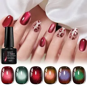 Meet Across 7ML Dark Magnetic Nail Gel, Cat's Eye Magnetic Gel Nail Polish, Semi Permanent Dark Style, Hema/tpo Free, Nail Art