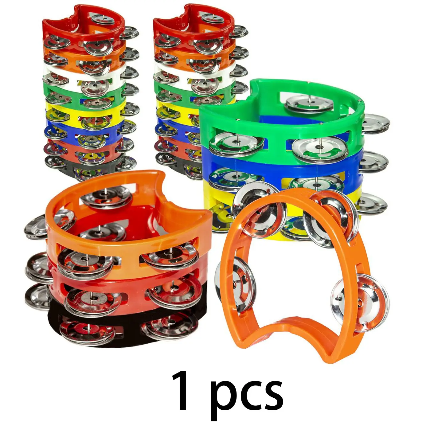 Plastic Percussion Tambourine, 1pc 4 Bells on Durable Synthetic ABS Tambourine, Musical Rhythm Instrument, Hand Held Percussion Drum for Party Performance Concert, Percussion Musical Instruments, Handheld