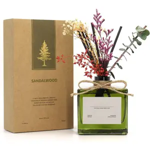 Reed Diffuser, 6.09 oz Earthy Sandalwood Scent Diffuser with Sticks & Dried , 120 Days Long Lasting diffusers for , Elegant  for Bathroom Bedroom Office Decor Air