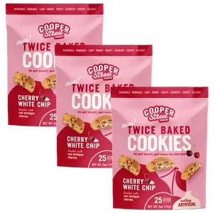 Cherry White Chip Twice Baked Cookies 5oz - 3 Pack