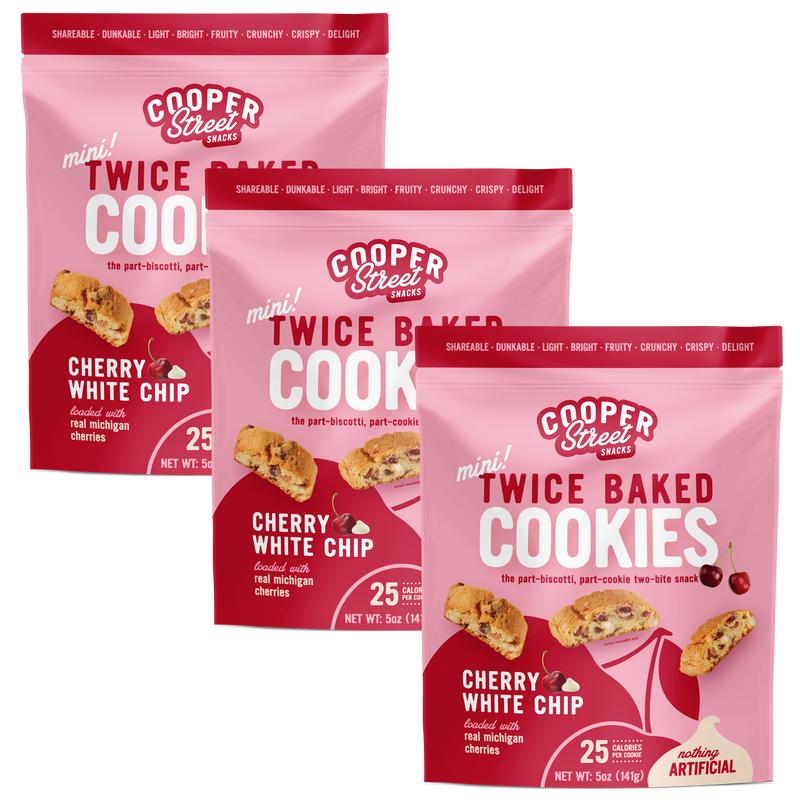 Cherry White Chip Twice Baked Cookies 5oz - 3 Pack